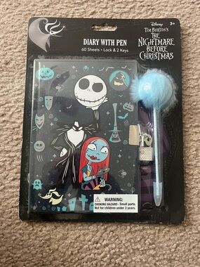 The Nightmare Before Christmas Diary with Pen - Jack & Sally - Black/Teal/Red